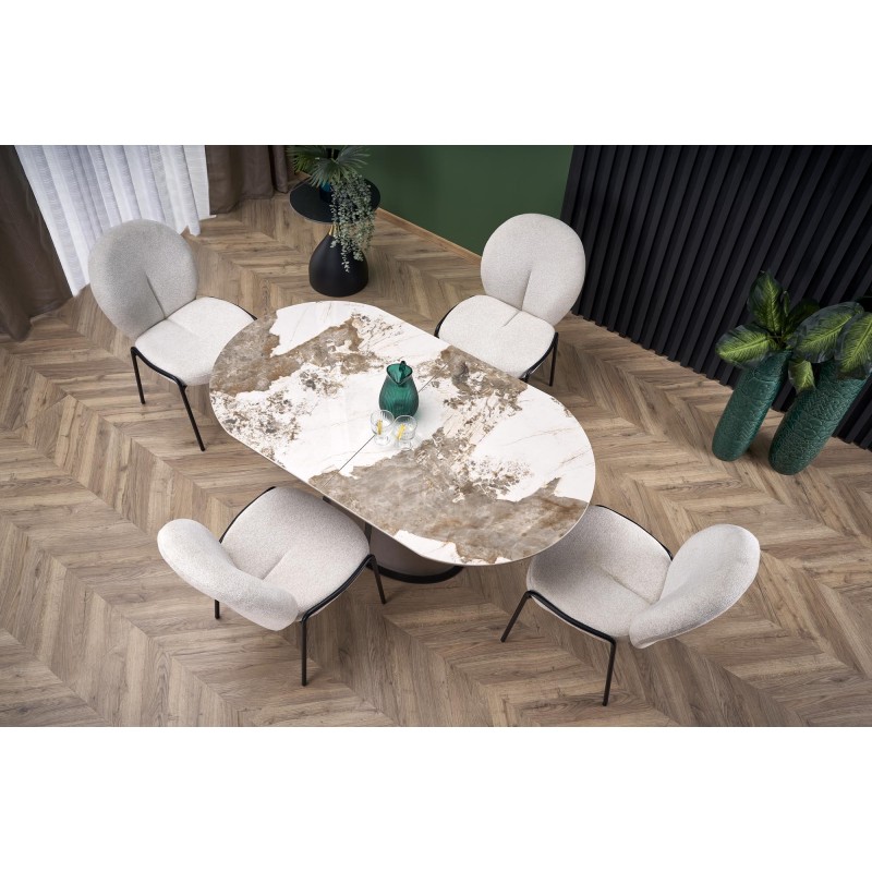 'ROBINSON Extendable Table, Beige Marble / Cappuccino / Black' 'ROBINSON Extendable Table, Beige Marble / Cappuccino / Black'