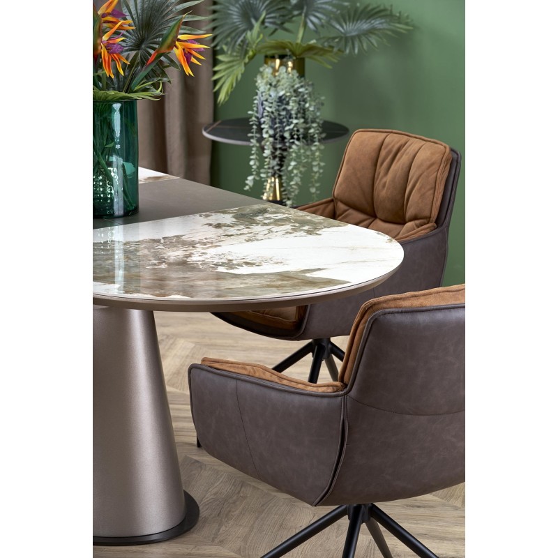 'ROBINSON Extendable Table, Beige Marble / Cappuccino / Black' 'ROBINSON Extendable Table, Beige Marble / Cappuccino / Black'