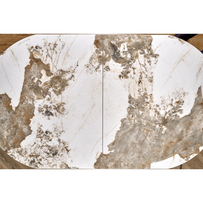 'ROBINSON Extendable Table, Beige Marble / Cappuccino / Black' 'ROBINSON Extendable Table, Beige Marble / Cappuccino / Black'