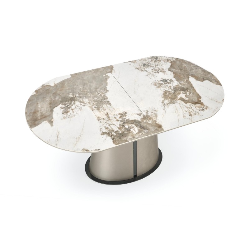 'ROBINSON Extendable Table, Beige Marble / Cappuccino / Black' 'ROBINSON Extendable Table, Beige Marble / Cappuccino / Black'