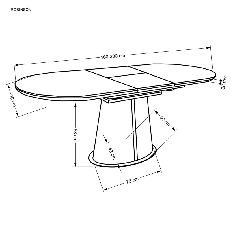 'ROBINSON Extendable Table, Beige Marble / Cappuccino / Black' 'ROBINSON Extendable Table, Beige Marble / Cappuccino / Black'
