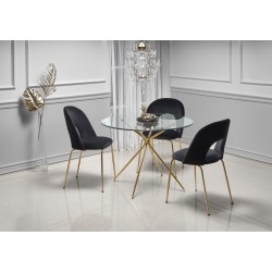 'RONDO Table, Top - Clear, Legs - Gold'