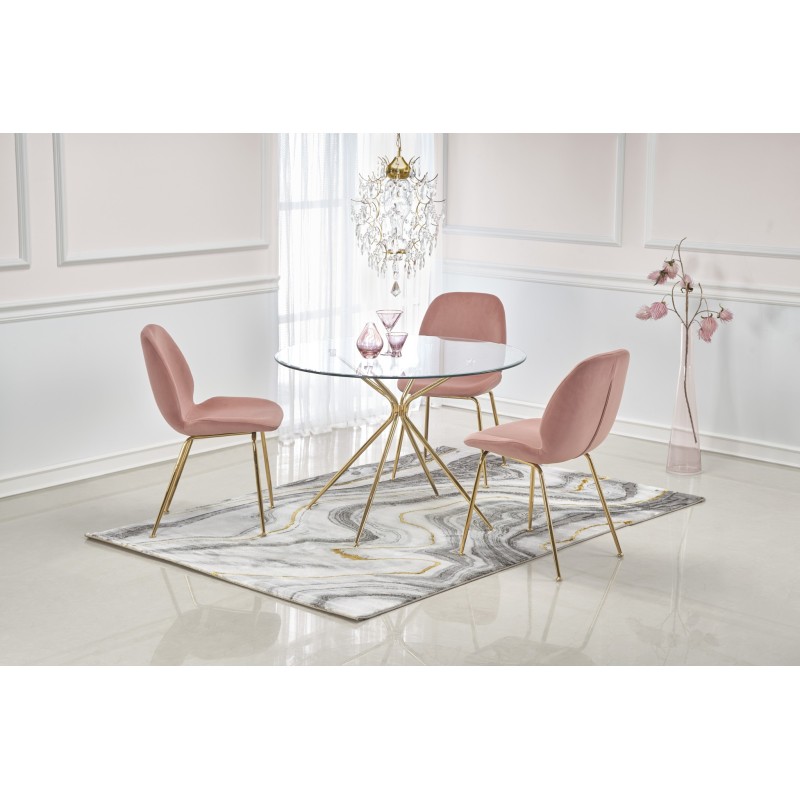 'RONDO Table, Top - Clear, Legs - Gold' 'RONDO Table, Top - Clear, Legs - Gold'