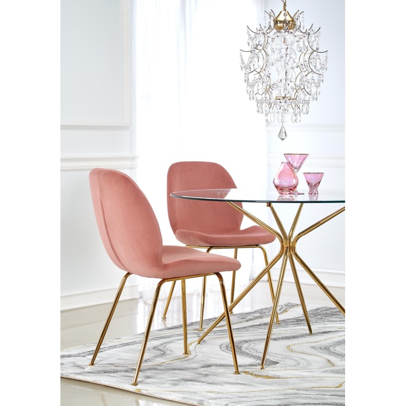 'RONDO Table, Top - Clear, Legs - Gold' 'RONDO Table, Top - Clear, Legs - Gold'