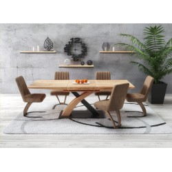 'SANDOR 3 Extendable Table, Top - Golden Oak, Legs - Golden Oak / Black'