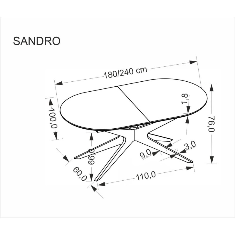 'SANDRO Extendable Table, Black' 'SANDRO Extendable Table, Black'