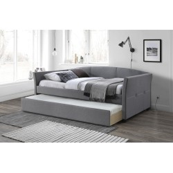 'SANNA Double Bed with Pull-Out Bottom Mattress in Ash Grey'