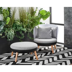 'SCANDI Footstool: Ash Grey, Black'
