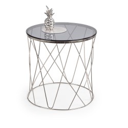 'SELENA Coffee Table, Frame - Chrome, Glass - Smoked'