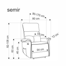 'SEMIR Electric Reclining Armchair with USB Port, Mustard' 'SEMIR Electric Reclining Armchair with USB Port, Mustard'