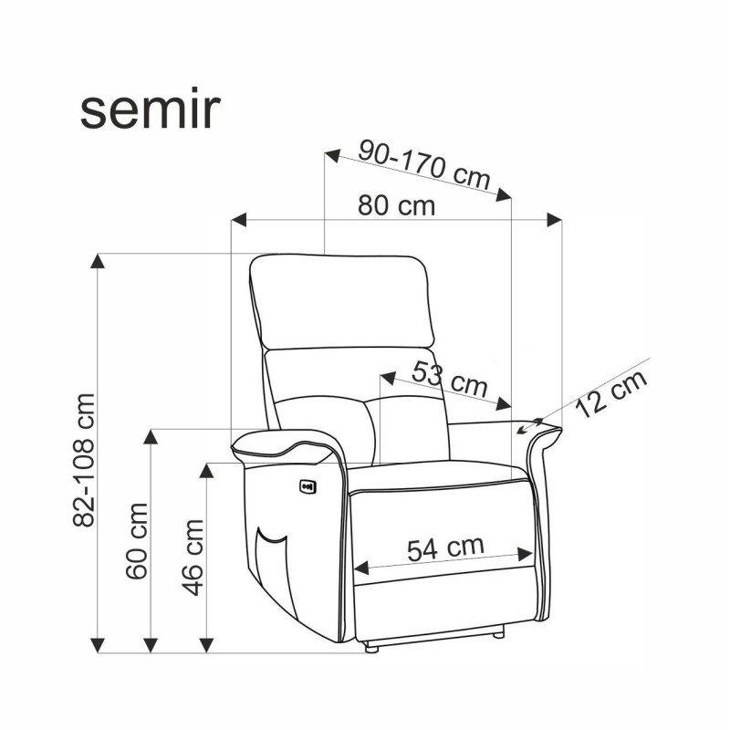 'SEMIR Electric Reclining Armchair with USB Port, Ash Grey' 'SEMIR Electric Reclining Armchair with USB Port, Ash Grey'