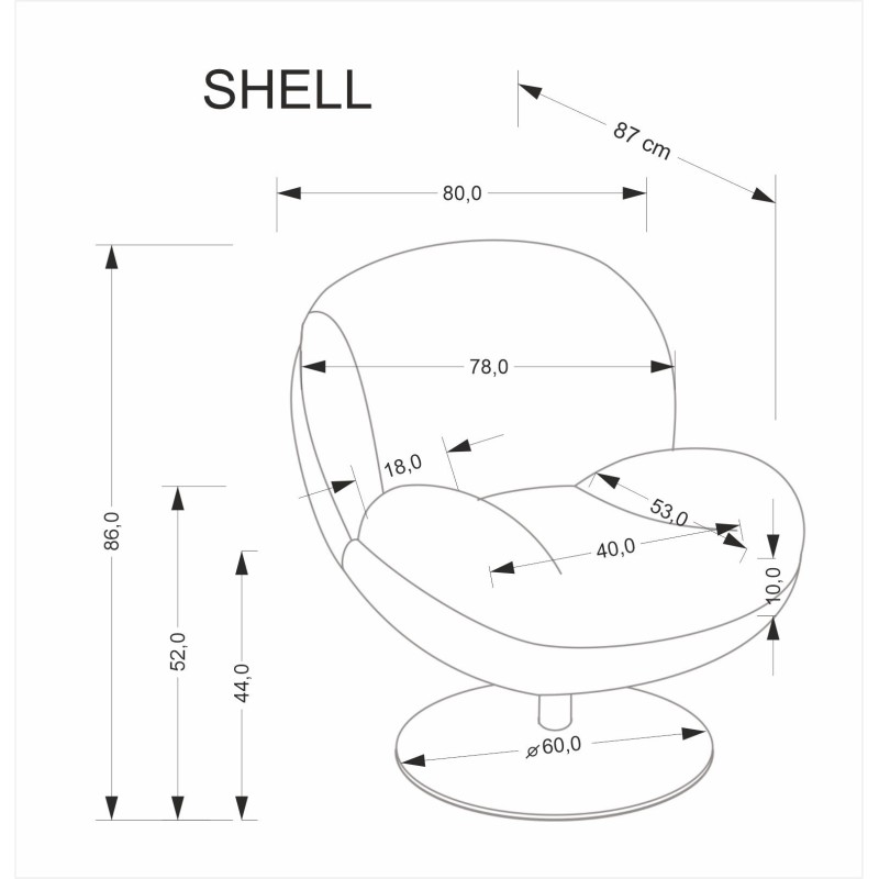 "SHELL Relaxation Armchair, Ashen" "SHELL Relaxation Armchair, Ashen"