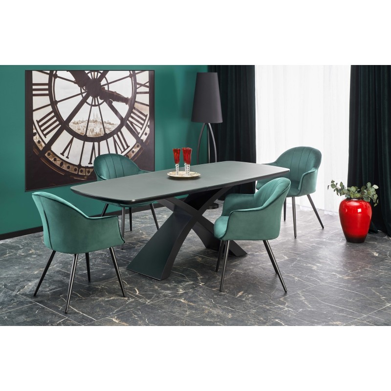 'SILVESTRO Extendable Table Top - Dark Ash, Leg - Black' 'SILVESTRO Extendable Table Top - Dark Ash, Leg - Black'
