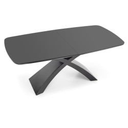 'SILVESTRO Extendable Table Top - Dark Ash, Leg - Black' 'SILVESTRO Extendable Table Top - Dark Ash, Leg - Black'