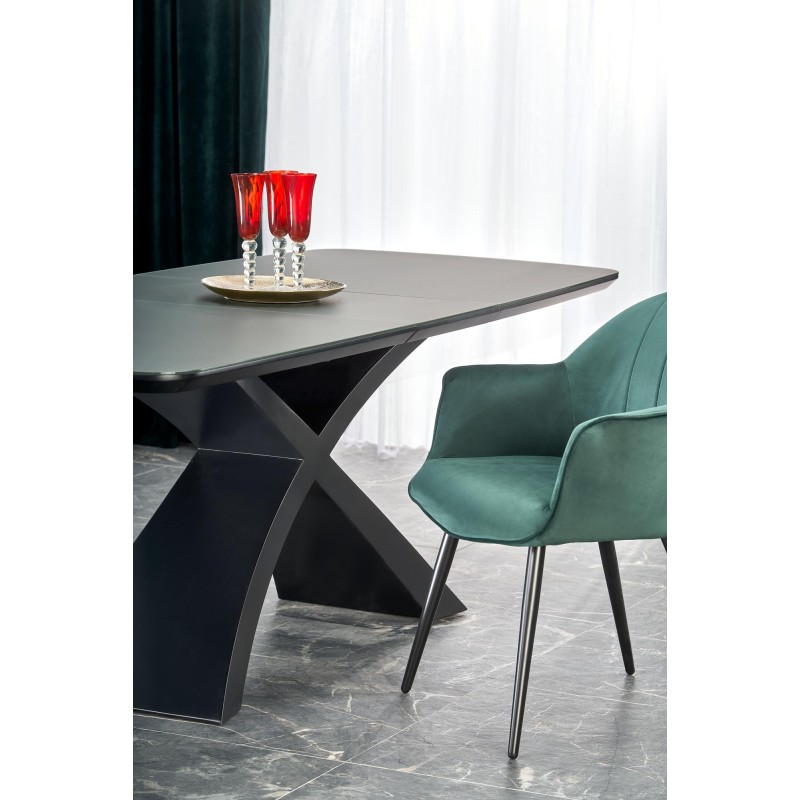'SILVESTRO Extendable Table Top - Dark Ash, Leg - Black' 'SILVESTRO Extendable Table Top - Dark Ash, Leg - Black'