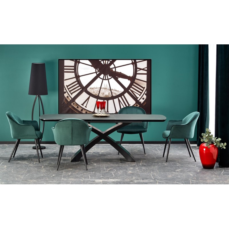 'SILVESTRO Extendable Table Top - Dark Ash, Leg - Black' 'SILVESTRO Extendable Table Top - Dark Ash, Leg - Black'
