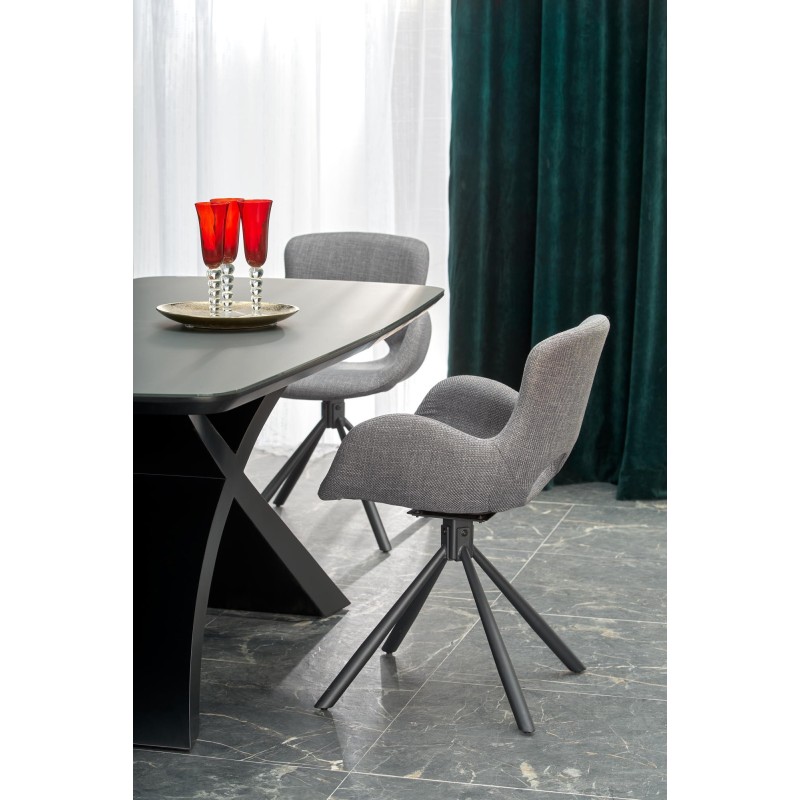 'SILVESTRO Extendable Table Top - Dark Ash, Leg - Black' 'SILVESTRO Extendable Table Top - Dark Ash, Leg - Black'