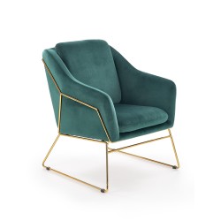 'SOFT 3 Relaxation Armchair with Golden Frame, Dark Green'