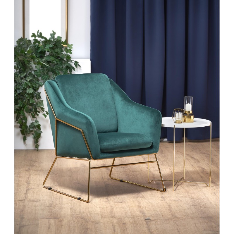 'SOFT 3 Relaxation Armchair with Golden Frame, Dark Green' 'SOFT 3 Relaxation Armchair with Golden Frame, Dark Green'