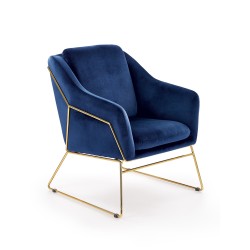'SOFT 3 Relaxation Armchair with Gold Frame, Navy Blue'