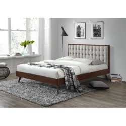 'SOLOMO Beige Bed / Walnut'