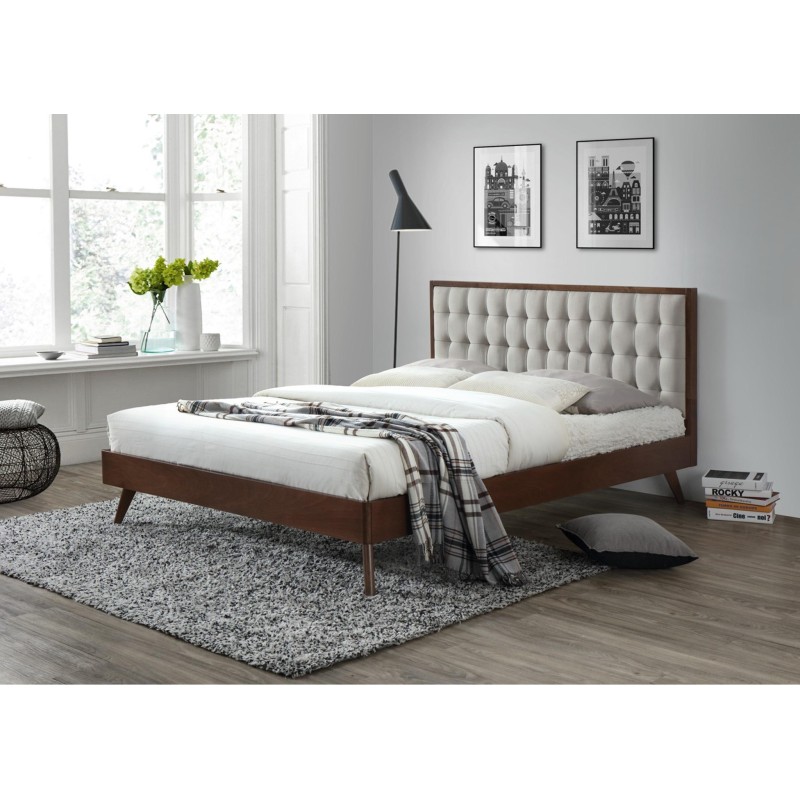 'SOLOMO Beige Bed / Walnut' 'SOLOMO Beige Bed / Walnut'