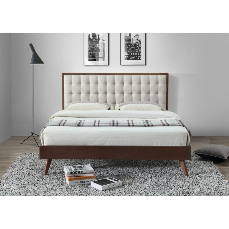 'SOLOMO Beige Bed / Walnut' 'SOLOMO Beige Bed / Walnut'