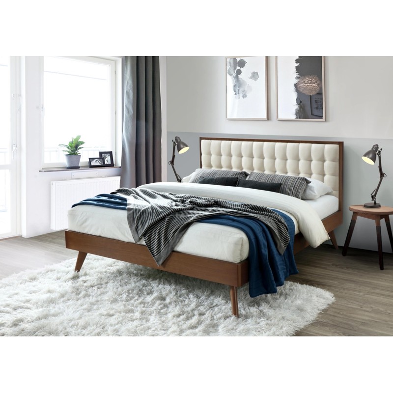 'SOLOMO Beige Bed / Walnut' 'SOLOMO Beige Bed / Walnut'