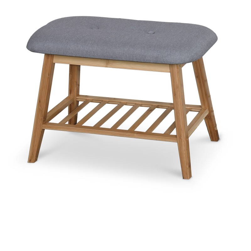 'ST14 Bamboo Bench / Shoe Rack - Ash Grey'