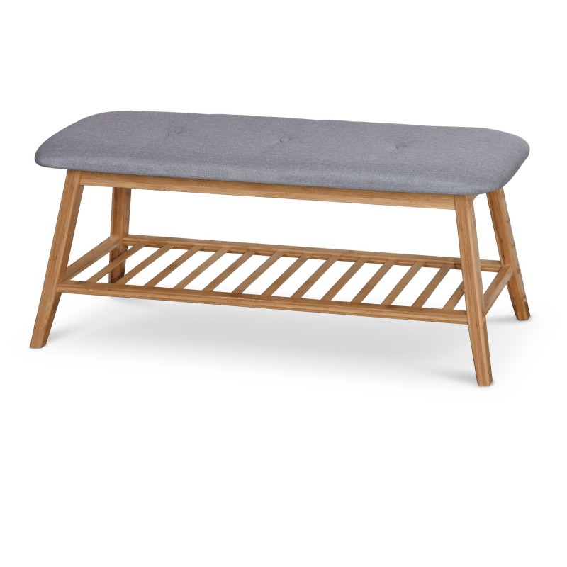'ST15 Bamboo Bench / Shoe Rack - Ash Grey' 'ST15 Bamboo Bench / Shoe Rack - Ash Grey'
