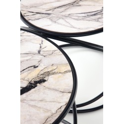 'SUSANNA Set of 2 Benches, White Marble/Black' 'SUSANNA Set of 2 Benches, White Marble/Black'