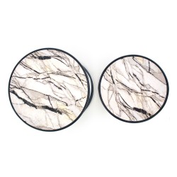 'SUSANNA Set of 2 Benches, White Marble/Black' 'SUSANNA Set of 2 Benches, White Marble/Black'