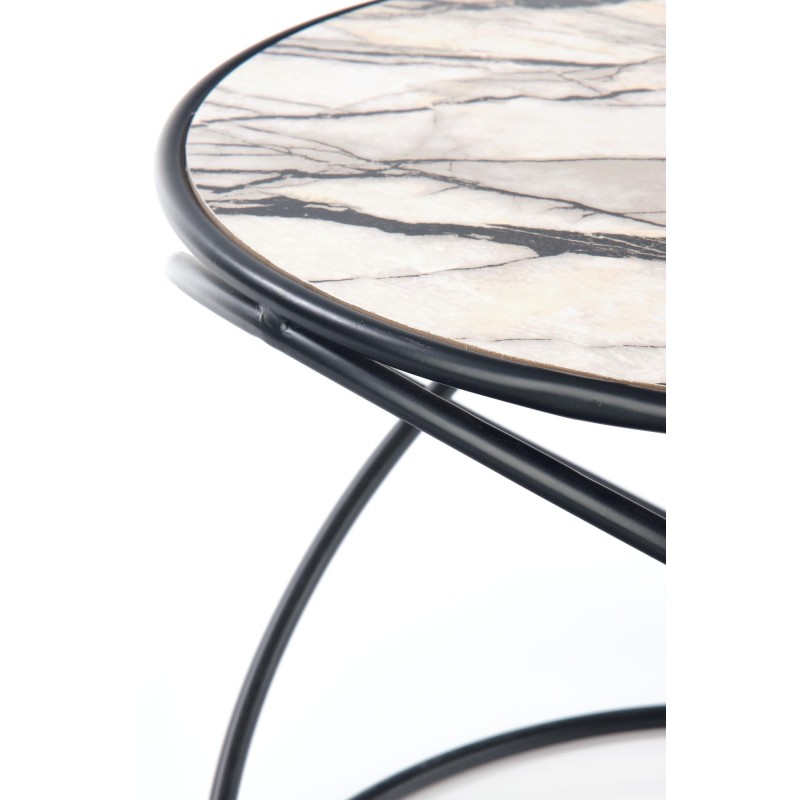 'SUSANNA Set of 2 Benches, White Marble/Black' 'SUSANNA Set of 2 Benches, White Marble/Black'