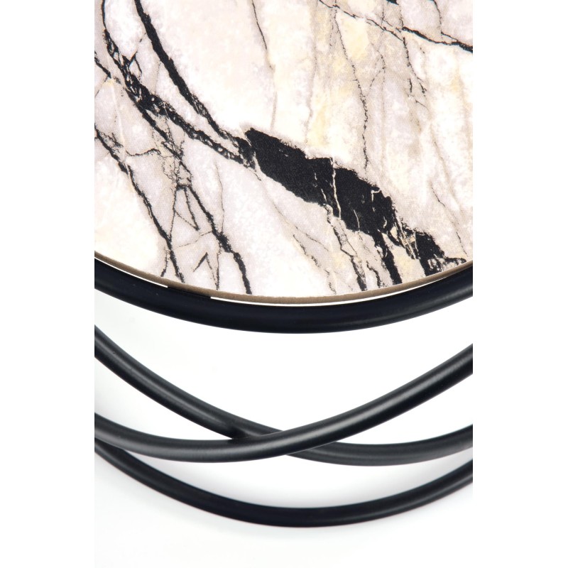 'SUSANNA Set of 2 Benches, White Marble/Black' 'SUSANNA Set of 2 Benches, White Marble/Black'