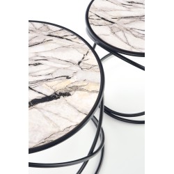 'SUSANNA Set of 2 Benches, White Marble/Black' 'SUSANNA Set of 2 Benches, White Marble/Black'