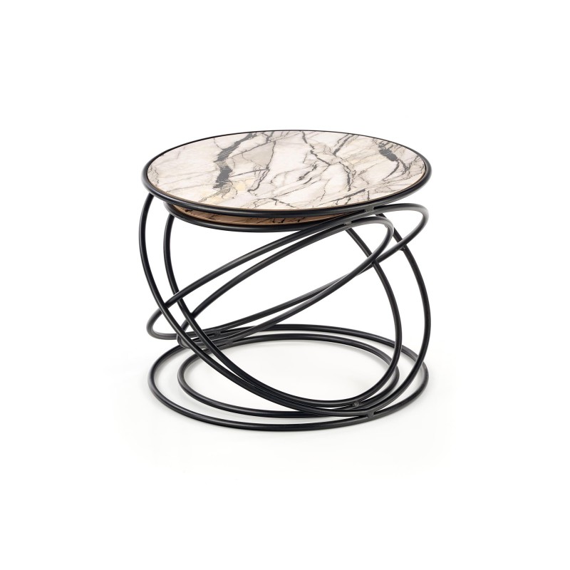 'SUSANNA Set of 2 Benches, White Marble/Black' 'SUSANNA Set of 2 Benches, White Marble/Black'