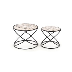 'SUSANNA Set of 2 Benches, White Marble/Black' 'SUSANNA Set of 2 Benches, White Marble/Black'
