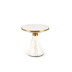'TALBI White Marble Coffee Table / White / Gold'