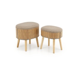 'TICO Set of 2 Poufs with Storage Function, Beige'
