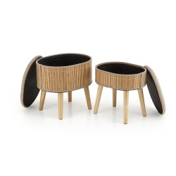 'TICO Set of 2 Poufs with Storage Function, Beige' 'TICO Set of 2 Poufs with Storage Function, Beige'