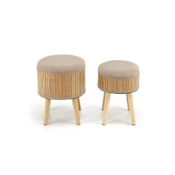 'TICO Set of 2 Poufs with Storage Function, Beige' 'TICO Set of 2 Poufs with Storage Function, Beige'