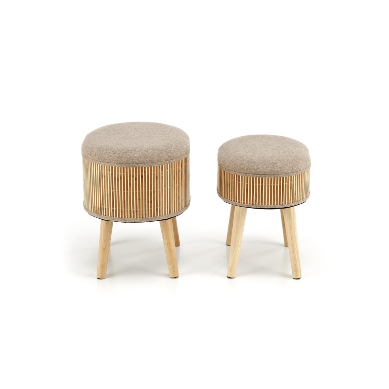 'TICO Set of 2 Poufs with Storage Function, Beige' 'TICO Set of 2 Poufs with Storage Function, Beige'