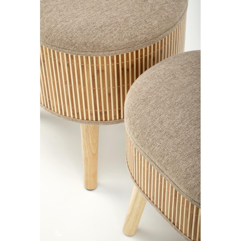 'TICO Set of 2 Poufs with Storage Function, Beige' 'TICO Set of 2 Poufs with Storage Function, Beige'