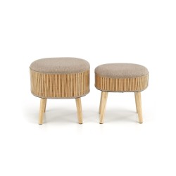 'TICO Set of 2 Poufs with Storage Function, Beige' 'TICO Set of 2 Poufs with Storage Function, Beige'