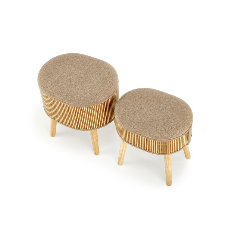 'TICO Set of 2 Poufs with Storage Function, Beige' 'TICO Set of 2 Poufs with Storage Function, Beige'