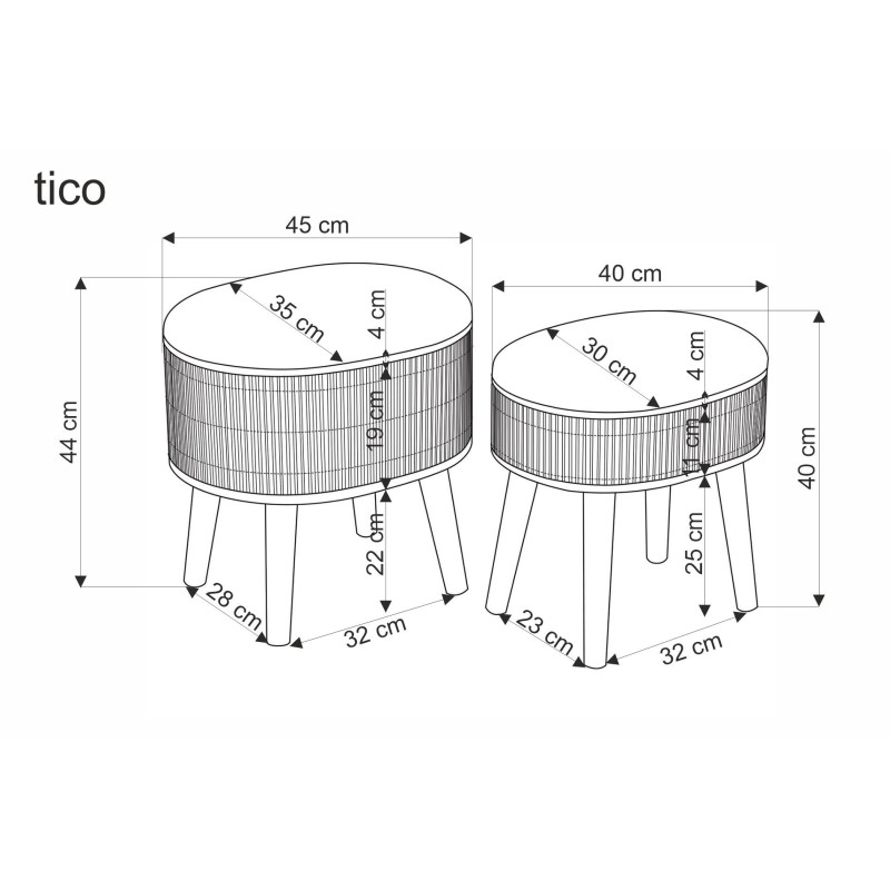 'TICO Set of 2 Poufs with Storage Function, Beige' 'TICO Set of 2 Poufs with Storage Function, Beige'