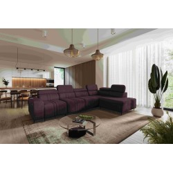 Exclusive Verona XI Corner Sofa with Sleeping Function in Velvet Fabric, Vena 13 | Your Ideal Furniture