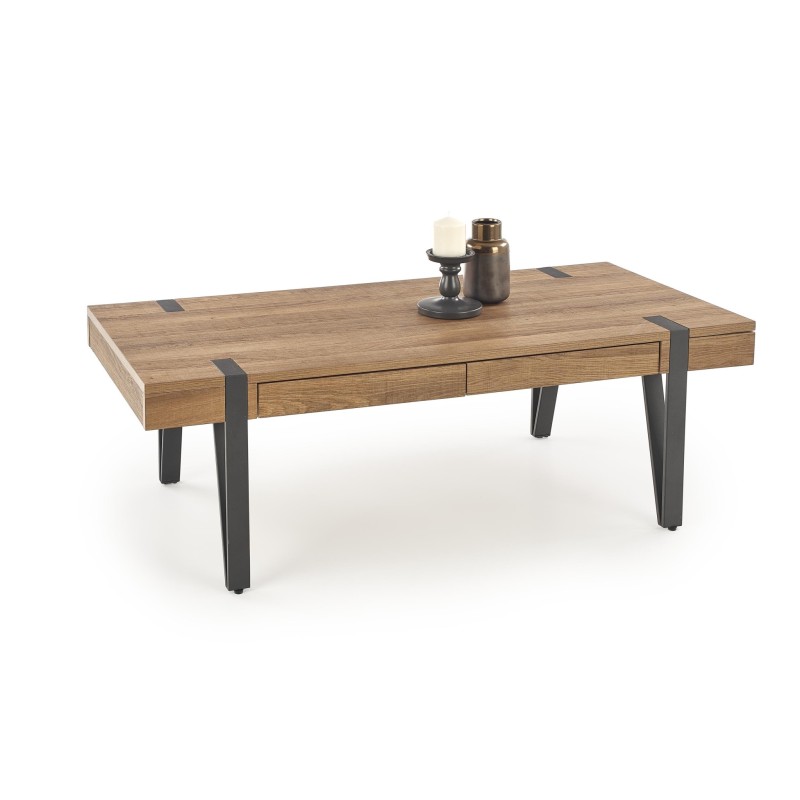 'TULUZA Honey Walnut / Black Coffee Table' 'TULUZA Honey Walnut / Black Coffee Table'