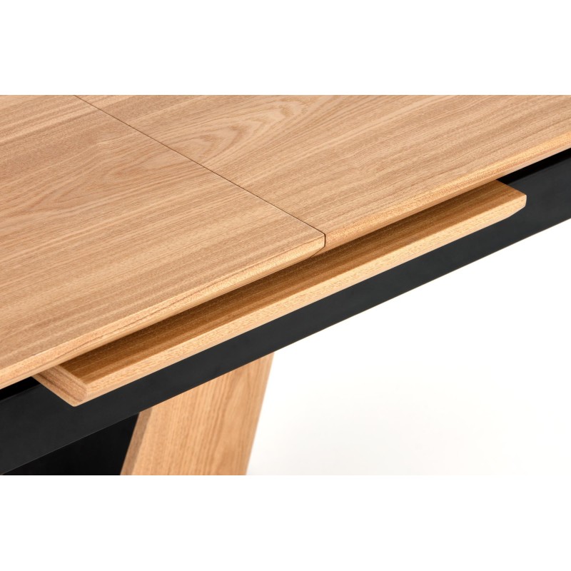 'UMBERTO Extendable Table Top - Natural Oak, Leg - Natural Oak / Black' 'UMBERTO Extendable Table Top - Natural Oak, Leg - Natural Oak / Black'