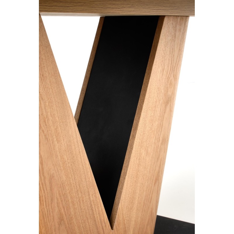 'UMBERTO Extendable Table Top - Natural Oak, Leg - Natural Oak / Black' 'UMBERTO Extendable Table Top - Natural Oak, Leg - Natural Oak / Black'
